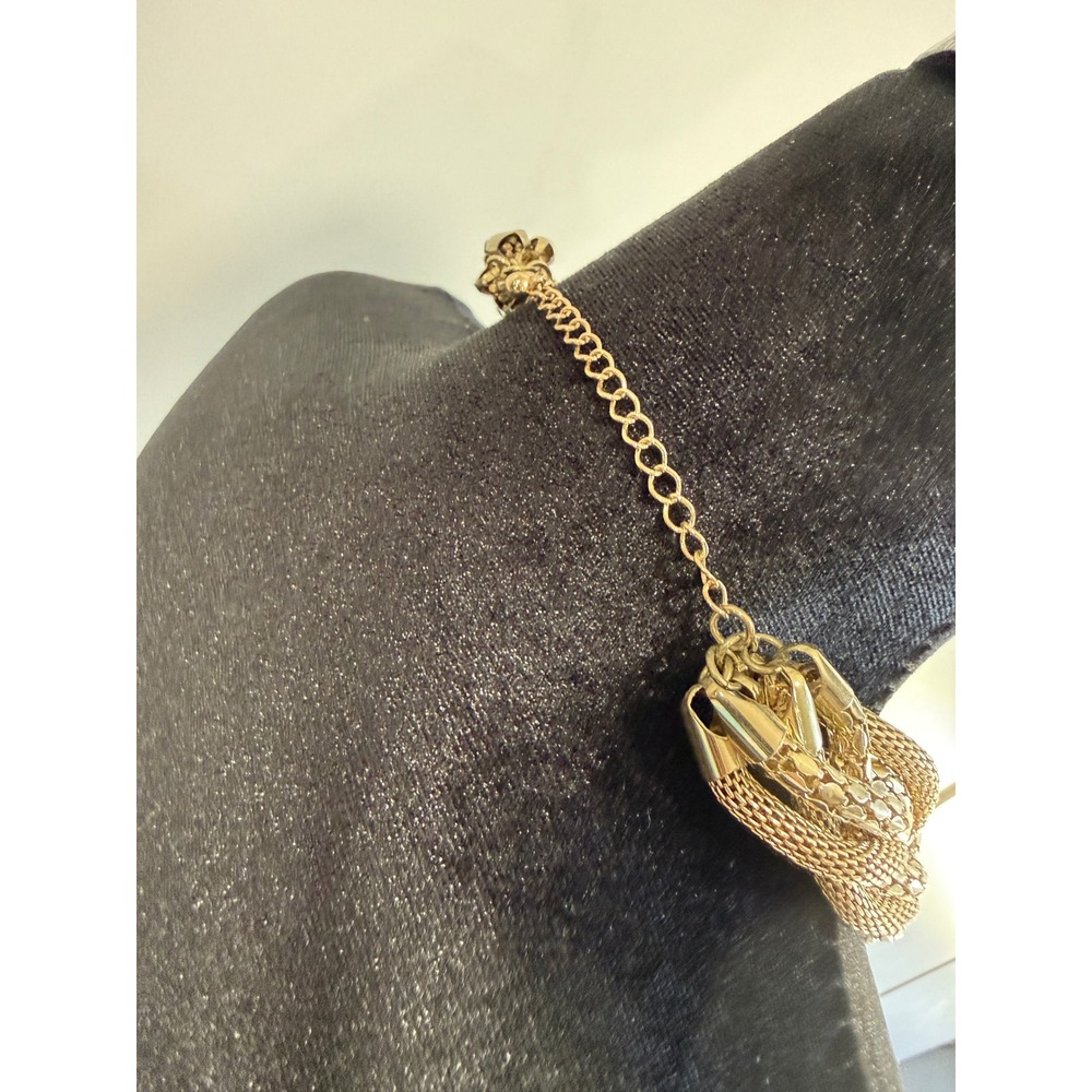 Vintage Gold Tone Chunky Braided Mesh Statement Necklace Collar Chain - Picture 4 of 4